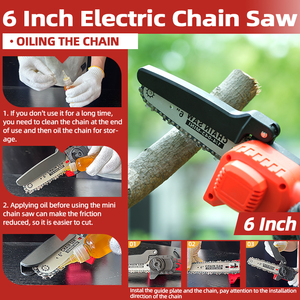 Scie à chaîne électrique sans fil YaJin Industrial DIY pour l'élagage des arbres, 6 pouces, moteur sans balais, utilisation à une main, haute efficacité - Product Image 5