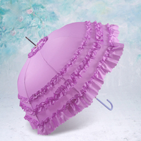 Parasol de mariage rétro multicolore en dentelle et pongé de haute qualité, imprimé, blanc, décoratif, avec tige en fer et poignée en cuir, pour adultes