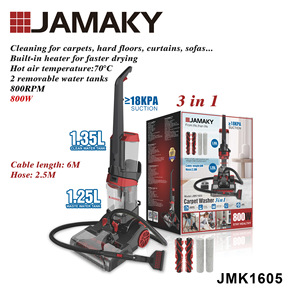 Limpiador de alfombras JAMAKY 3 en 1 800W con tanque de limpieza de 1.35L para alfombras, pisos duros, sofás y cortinas - Product Image 1