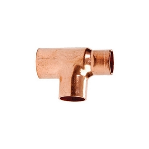 Raccordo a T in rame ridotto 35 x 28 x 35 con attacco femmina per tubi idraulici - Product Image 1