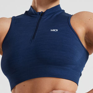 Miqi personalizado ligero cremallera Yoga deportes Top alta calidad <span class=keywords><strong>blanco</strong></span> negro alto impacto push-ups <span class=keywords><strong>Chaleco</strong></span> con cordones para ejercicio - Product Image 2