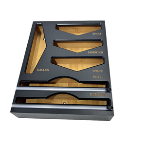 Yüksek kaliteli Minimalist tasarım çok fonksiyonlu 3-in-1 duvara monte siyah bambu sarılmak Film kesici Wrap dağıtıcı mutfak için - Product Image 5