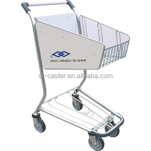 <strong>4</strong>-<strong>Wheel</strong> Stainless Steel Airport Duty Trolley Customizable Platform Luggage <strong>Cart</strong> for Shop Owners Available <strong>with</strong> OEM Support - Product Image 1