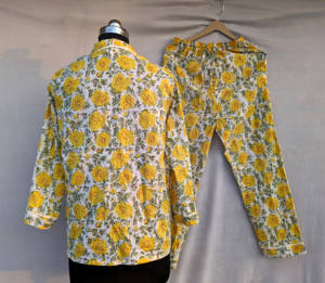 Ensemble de pyjama en coton tissé à la main, imprimé floral, léger, respirant, séchage rapide, doux, été, automne, tous les cadeaux pour elle - Product Image 6