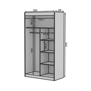 Armoire <span class=keywords><strong>DECOHOME</strong></span> à porte coulissante, 4 étagères, 1 tringle de suspension, miroir, en aggloméré de 16 mm, pour rangement de chambre moderne - Product Image 5