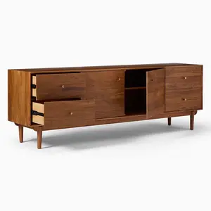 Faddish Brown Solid Wood Console with Engineered Wood Drawer Boxes Living Room Console