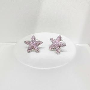 Precio de fábrica, pendientes de plata de ley 925 con diseño geométrico de flor, estrella infantil única, circonita rosa 3A, pendientes de tuerca para mujer 2026 - Product Image 4