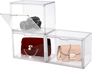Прозрачная акриловая витрина с магнитным дверным магнитом, пластиковый кошелек, органайзер для хранения сумок для шкафа, коробка для обуви