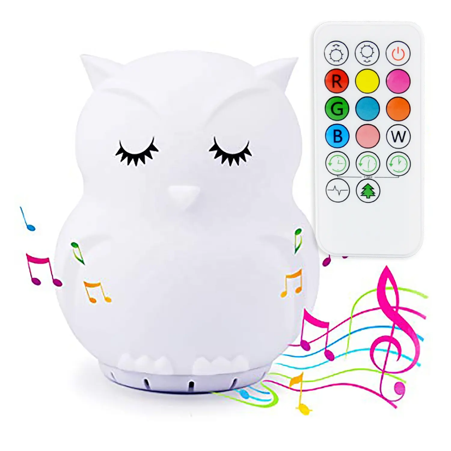 2023 USB Silicone OWL Mouse Baby Sleep Music Night Lamp Wireless Led Speaker Lights With Disco Lamp