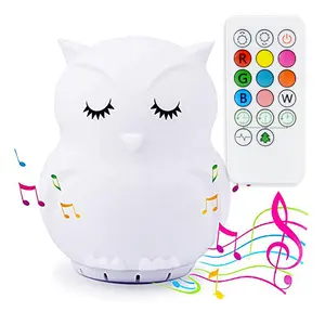 2023 USB Silikon OWL Mouse Bayi Tidur Musik Lampu Malam Lampu Speaker Led Nirkabel dengan Lampu Disko