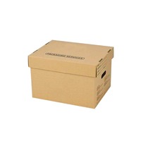 Caja de Cartón Corrugado Personalizada con Tapa y Asas, para Almacenamiento de Archivos y Libros