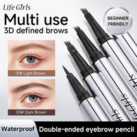 LIFE GIRLS OEM ODM Stylo double embout 2 en 1 pour sourcils et eye-liner, micro-liquide, waterproof, résistant à la transpiration, pointe fine