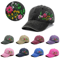 Casquette de baseball vintage brodée de fleurs, en coton lavé, réglable, à motif floral, pour homme et femme