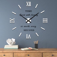 Horloge murale DIY avec chiffres romains blancs, 120 cm, grande, autocollante 3D sans cadre, horloge décorative de luxe pour hôtel, bureau, maison, Airbnb