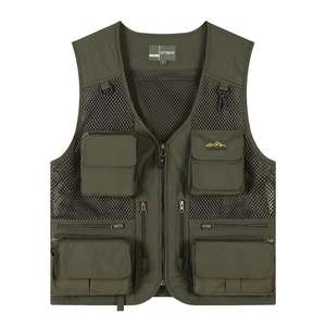 سترة متعددة الجيوب لمعدات التصوير الفوتوغرافي مع شعار مطبوع، سترة للمخرجين والمراسلين وطاقم الإنتاج الإعلامي، مقاسات كبيرة للرجال - Product Image 3