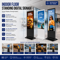 Afficheur numérique sur pied pour intérieur, kiosque d'affichage numérique 1080P HD haute luminosité, lecteur multimédia 24/7, écran tactile, centre commercial, hôtel