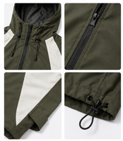 Veste coupe-vent technique pour homme, couleur olive, avec logo personnalisé, capuche, résistante à l'eau, vêtements d'extérieur Gorpcore OEM