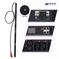 NBYOSUN Unidad de Distribución de Energía (PDU) Trifásica de 48 Tomas para Rack, Alta Potencia 0U 380V/400V/415V, Tomas IEC C13 C39, Equipo para Centros de Datos