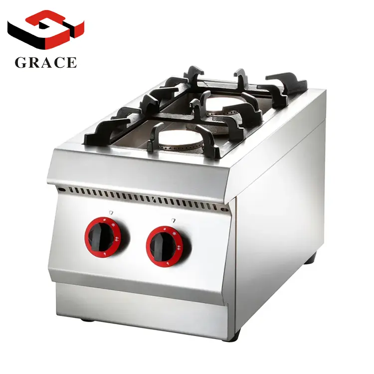 Équipement de cuisine commerciale Cuisinière à gaz en acier inoxydable avec 2 brûleurs