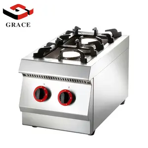 商用厨房设备不锈钢台面燃气灶烹饪炉灶，带2个燃烧器