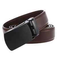 Ceinture en cuir automatique à micro-points gravables, boucle noire mat gunmetal, sangle en cuir de vachette lisse pour costume d'affaires