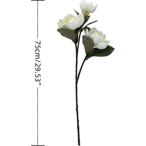 Flores de seda <span class=keywords><strong>Grandiflora</strong></span> de <span class=keywords><strong>Magnolia</strong></span> de 3 cabezas realistas de tacto suave para bodas románticas, graduación, decoraciones navideñas para el Día de la madre - Product Image 3