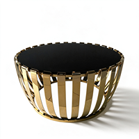 Table basse ronde de luxe en verre, en acier inoxydable doré, table à thé personnalisée pour salon, meubles d'intérieur