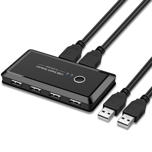Selector de interruptor USB 2 en 4 para dos computadoras, permite compartir y alternar entre dispositivos con soporte de gestión de energía - Product Image 1