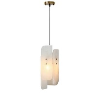 Lustres modernes de luxe en marbre suspension à tête unique LED en albâtre pour chambre à coucher salon forme longue de petite taille
