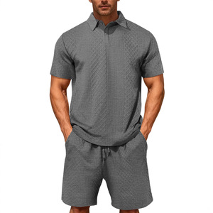 Ensemble de polos d'été pour hommes en jacquard, manches courtes, vêtements de sport décontractés, tissu en polyester tricoté léger avec étiquette - Product Image 5