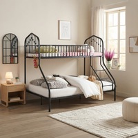 Lit superposé en métal avec configuration double et grand lit ; Conception gain de place, idéal pour les appartements familiaux et les hôtels