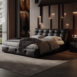 <span class=keywords><strong>Lit</strong></span> King Size en Cuir Véritable Minimaliste Italien 2 * 2 Mètres Grand <span class=keywords><strong>Lit</strong></span> Plateforme Tatami avec Tête <span class=keywords><strong>de</strong></span> <span class=keywords><strong>Lit</strong></span> <span class=keywords><strong>Capitonnée</strong></span> Remplissage en Duvet - Product Image 4