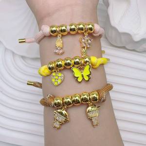 Preciosa Pulsera de Flor/Corazón con Circonitas, Pulsera Colorida de Fresa/<span class=keywords><strong>Cactus</strong></span> con Esmalte, Joyería de Cobre Hecha a Mano Ajustable - Product Image 4
