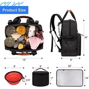 Sac de voyage pour chien gratuit, sac à dos organisateur approuvé par les compagnies aériennes avec poches multifonctions, ensemble d'accessoires 25L - Product Image 5