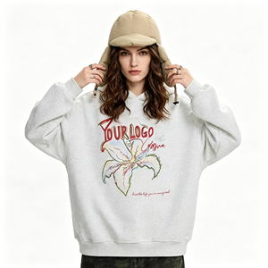 Vente en gros : Nouveauté – Sweat à capuche personnalisable avec logo imprimé pour femme, coupe ample, style rétro américain, décontracté, pour l'hiver et l'automne - Product Image 3