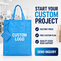 Sac de courses pliable matelassé avec logo personnalisé, sac de courses réutilisable en nylon écologique avec pochette, sac imperméable