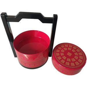 Retro Red Wooden Gift Box <b>Set</b> With Handle For Chinese New Year Wedding Candy Dried Fruit Storage 290mm High Exquisite Design - Product Image 4