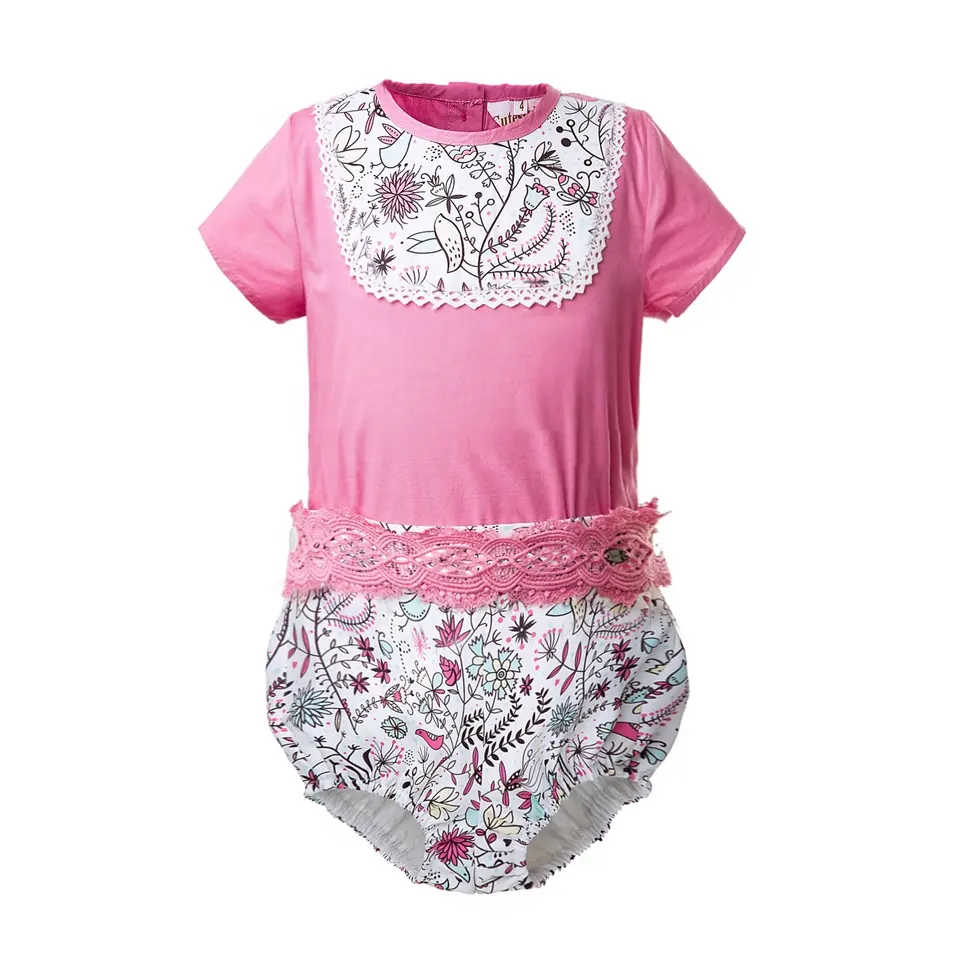 Pettigirl Little Girls Dresses Hot Pink T-shirt and Flower Casual Shorts Baby Girl Clothes
