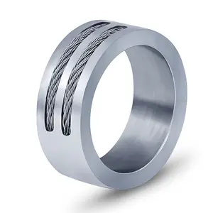 New design ring for men Men's Punk Rock Ring Titanium Steel Party Jewelry Cool silver Wire Rings For Male