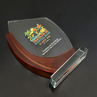 Vente d'usine : Plaque de récompense en cristal personnalisée, courbe orange, trophée moderne en cristal