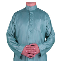 Al Haramain Modest Jalabiya Thobe pour hommes musulmans saoudiens, col montant, en velours mercerisé brillant, anti-plis, longueur cheville, fabrication usine