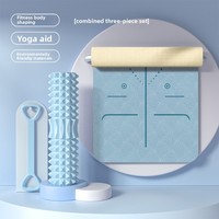 Tapis de yoga personnalisé de haute qualité avec logo, pliable, en caoutchouc TPE épais, imprimé, pour femmes, ensemble de fitness, bandes de résistance, rouleaux en mousse, bâton de fitness