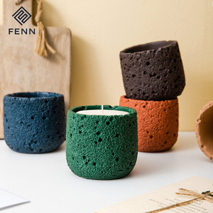Bougie décorative en céramique givrée, design <span class=keywords><strong>original</strong></span> unique nordique, porte-bougie coloré, pot à bougie en béton vide, décoration d'intérieur, pot à bougie en ciment - Product Image 2