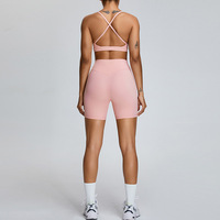 Lcool nouveau Style Sexy fines bretelles sport soutien-gorge bout à bout Shorts deux pièces Gym Yoga ensemble costume femmes entraînement Fitness vêtements actifs