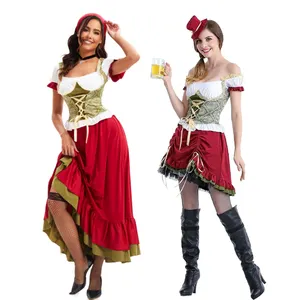 Toptan seksi bavyera bira festivali yetişkin Oktoberfest kostüm karnaval kıyafeti bayan çiftçi hizmetçi elbise