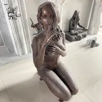 Современная Художественная металлическая скульптура домашний декор пикантные ножки бронза голая женщина скульптура журнальный столик