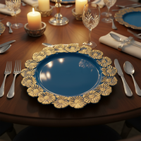 Assiettes de présentation de luxe haut de gamme de 13 pouces pour mariages, motif personnalisé, réutilisables pour hôtels, dîners et événements