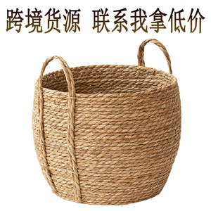 Wholesale of cross-border seaweed woven plant flower <b>baskets</b>, pastoral style, rattan woven decorative green plant flower pots, - Product Image 5