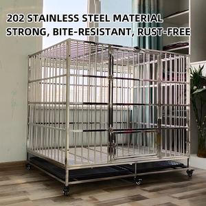 202/304 paslanmaz çelik ağır Metal köpek kafesi lüks kalın kalınlaşmış tepsi kafes plastik tepsi ile Modern tarzı kutu ambalaj - Product Image 5