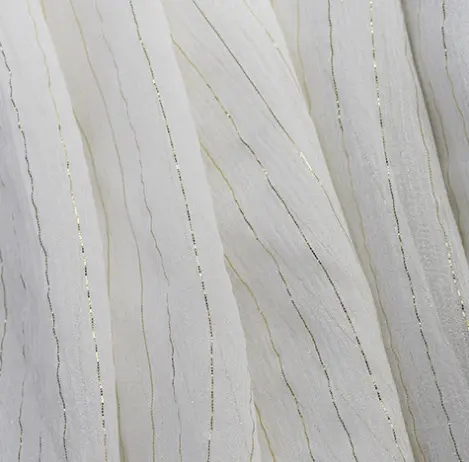 100% чистый шелк 8 мм 140 см, люрекс, морщинистый жоржет, белая отбеленная ткань PFD для одежды